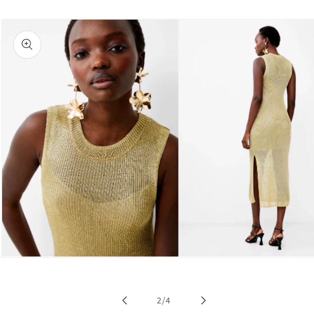 French Connection Gold Knit Midi Dress